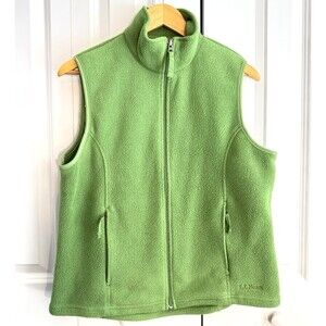 LL Bean Green Polyester Fleece Polartec Full Zip Vest Jacket (0ALA9) Wmns M 90's